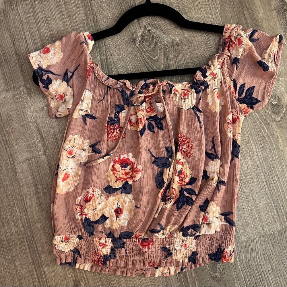 Pink floral crop top